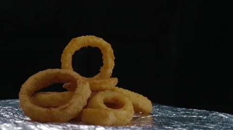 Deep Fried Onion Rings Stacked Stock Footage 42711307