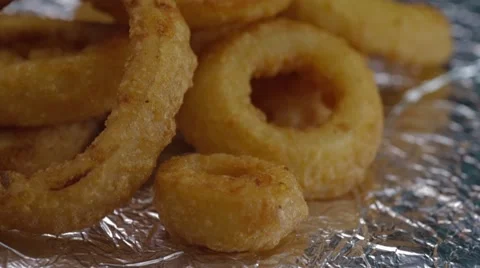 Deep Fried Onion Rings Stacked Stock Footage 42711337