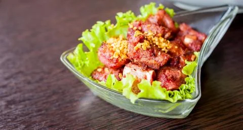 Deep fried Pork Rib Bone vietnam food Stock Photos