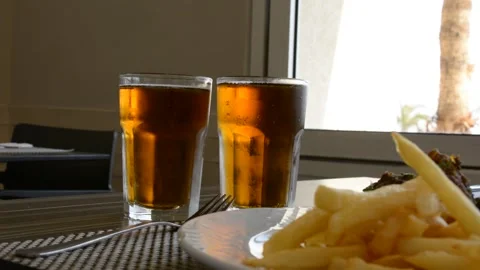 Deep fried potato with chicken nuggets low hard light Stock-Footage 163078053