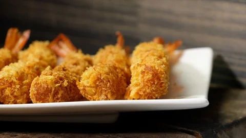 Deep Fried Prawn Stock Footage 91951431