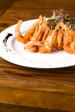 Deep fried prawns Stock Photos