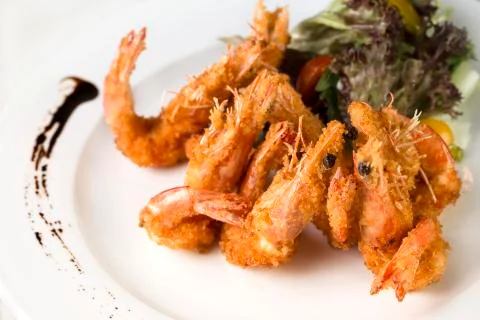 Deep fried prawns Stock Photos