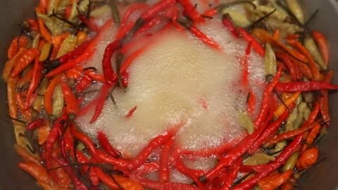 Deep Fried Red Chili Video stock 165845654