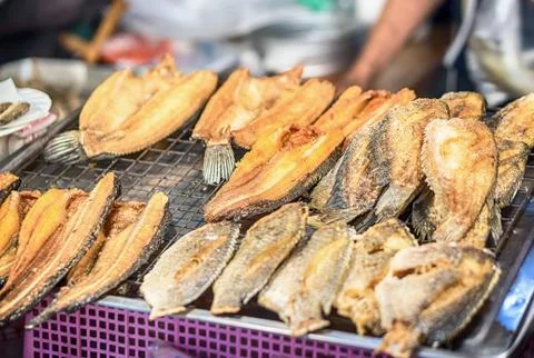 Deep fried salted fish Stock Photos