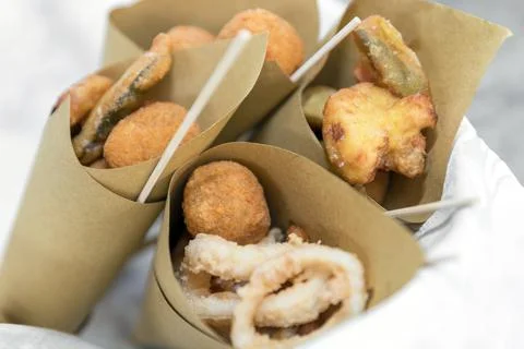 Deep fried seafood Stock Photos