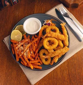Deep fried seafood Stock Photos