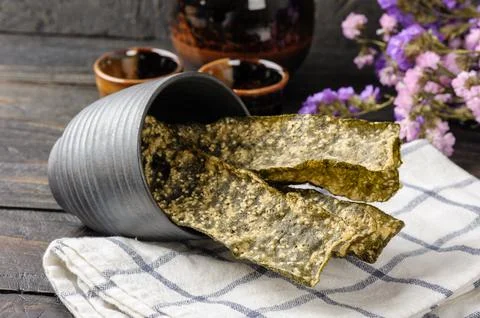 Deep fried seaweed Stock Photos