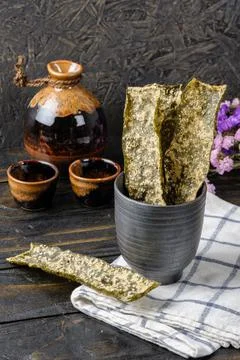 Deep fried seaweed Stock Photos