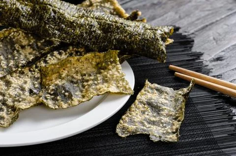 Deep fried seaweed Stock Photos