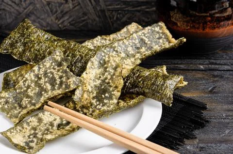 Deep fried seaweed Stock Photos