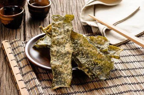 Deep fried seaweed Stock Photos