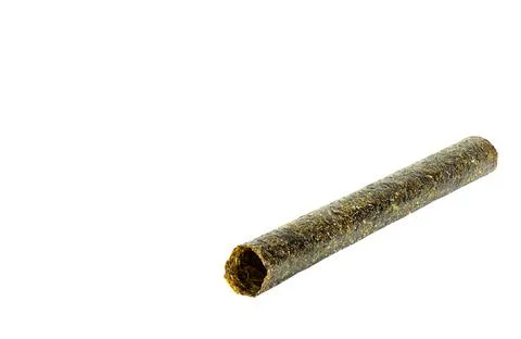 Deep fried seaweed rolls. Placed on a white backdrop. Stock Photos