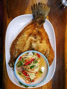 Deep fried Snapper with fish sauce star Stock Photos
