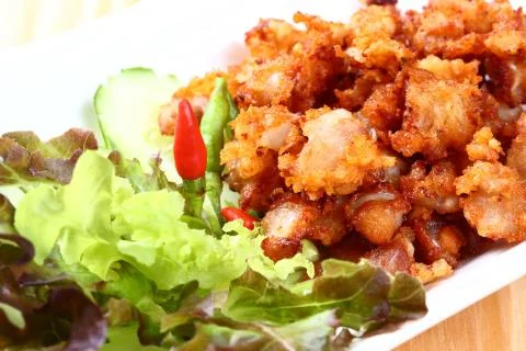 Deep fried sour fermented chicken knees tendon Stock Photos