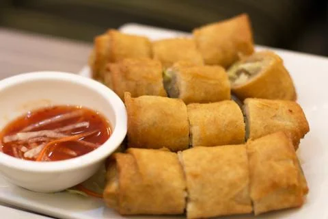 Deep fried spring roll Stock Photos