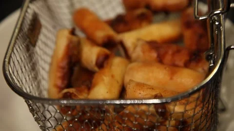 Deep Fried Spring Rolls Stock Footage 42711079