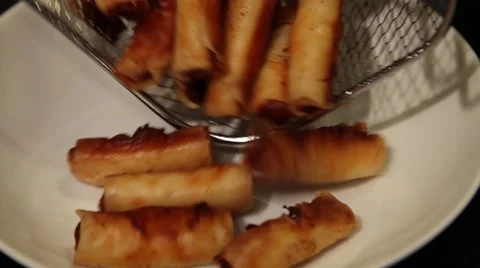 Deep Fried Spring Rolls Stock Footage 42711120