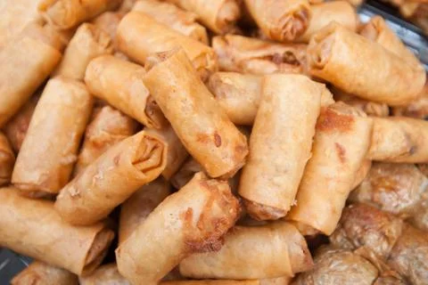 Deep fried spring rolls Stock Photos