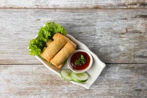 Deep fried spring rolls , popia Stock Photos