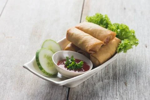 Deep fried spring rolls , popia Stock Photos