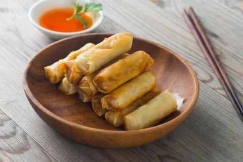 Deep fried spring rolls , popia Stock Photos