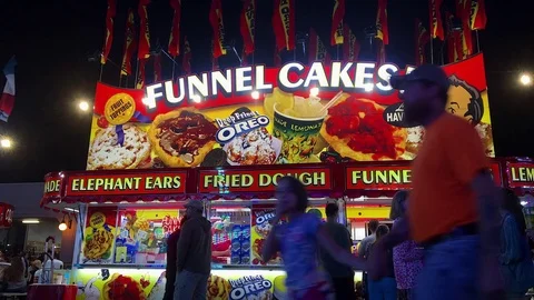 Deep Fried Sweets Concession Stand at Summer Carnival/Fair Stock Footage 79793875