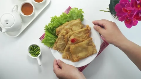 Deep fried tempeh or Tempe goreng is a traditional food from Indonesia Stock Footage 243798693