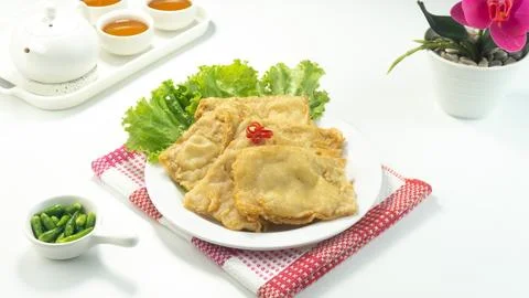 Deep fried tempeh or Tempe goreng is a traditional food from Indonesia Stock Photos