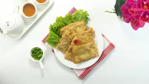 Deep fried tempeh or Tempe goreng is a traditional food from Indonesia Stock Photos