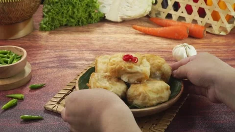 Deep fried Tofu or Tahu goreng is a traditional food from Indonesia Stock Footage 243799147