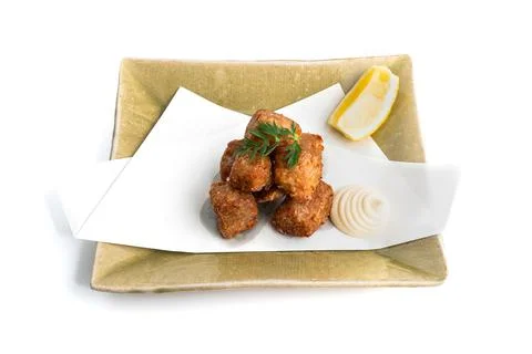 Deep fried tuna chunks Foto stock