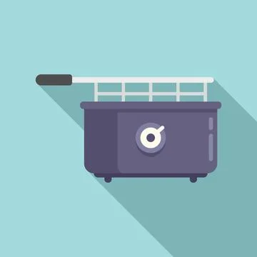 Deep fryer kit icon flat vector. Fry basket Stock Illustration