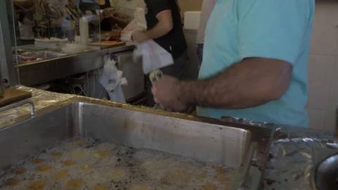 Deep Frying Falafel Stock Footage 101992709