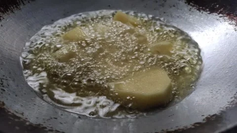 Deep Frying Potato Pieces Stock Footage 319726499