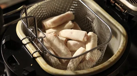 Deep Frying Spring Rolls Stock Footage 42711067