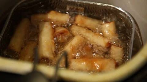 Deep Frying Spring Rolls Stock Footage 42711132