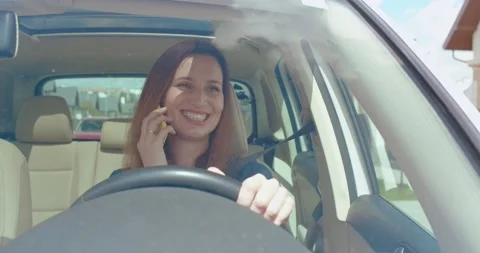 Deep in gadget. Front view of the caucasian ginger woman chatting at the Stock Footage 157356634
