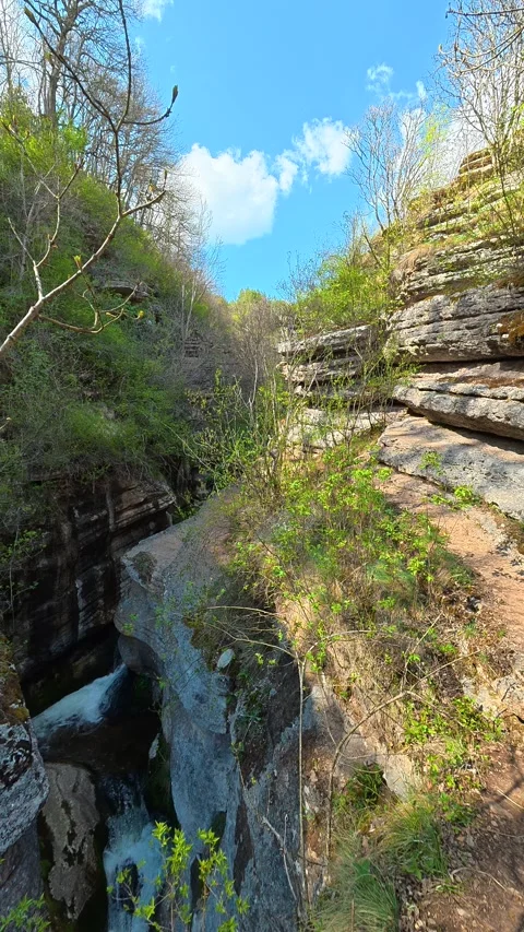 Deep gorge carved by nature's hands. Rosomac Gorge, Vertical Vídeos de archivo 335947652