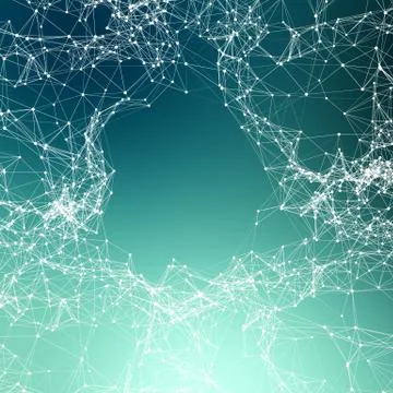 Deep green abstract background. connecting dots Stock Illustration