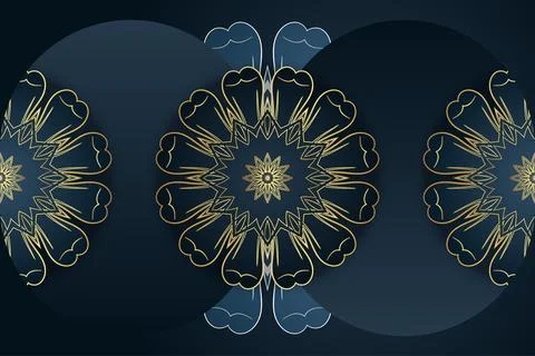 Deep green Mandala Background With Rich Gold And White Ornament Details Stockillustratie