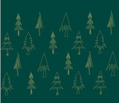 Deep Green Minimalist Pine Tree Pattern Stock Illustration