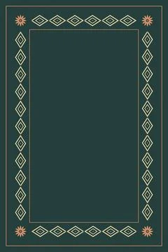 A deep green rectangular field is enclosed by delicate gold diamond ornamen.. Stock Illustration