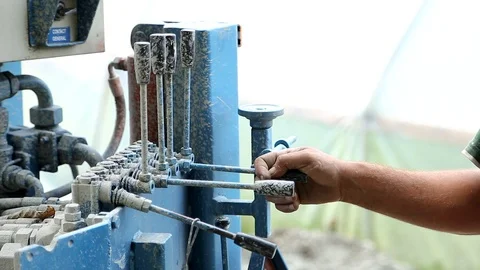 Deep ground drilling machine Stock Footage 92501573