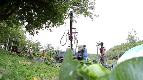 Deep ground drilling machine Stock Footage 92501578