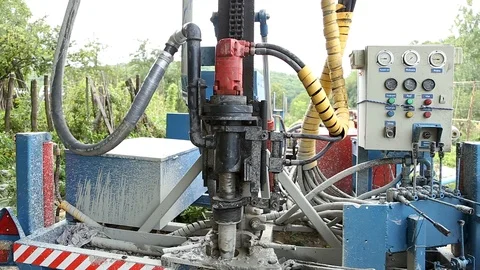 Deep ground drilling machine Stock Footage 92501616