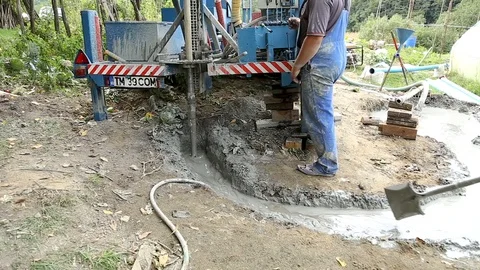 Deep ground drilling machine Stock Footage 92501686