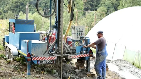 Deep ground drilling machine Stock Footage 92501716