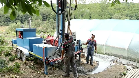 Deep ground drilling machine Stock Footage 92501723