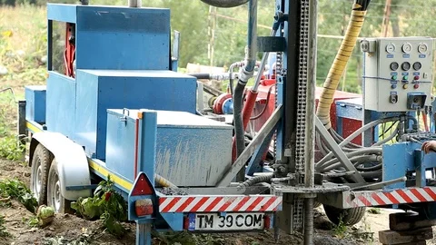 Deep ground drilling machine Stock Footage 92501725